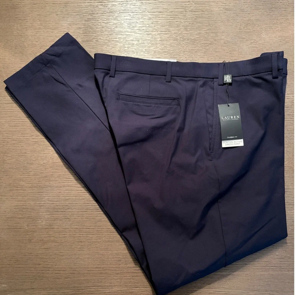 Lauren Ralph Lauren Norton Active Dress Pants Navy Blue Classic Fit 38W x 32L